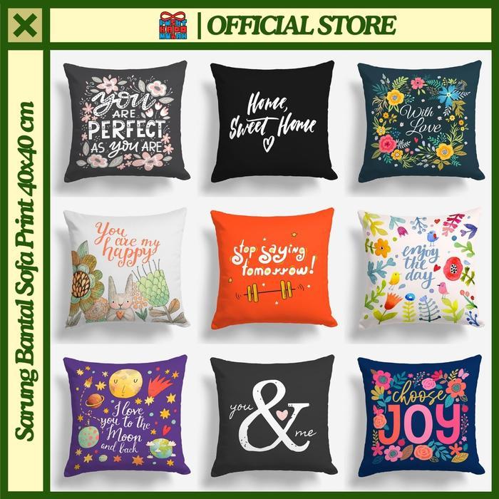 COVER SARUNG Bantal Sofa Print Motif Best Quotes of The Day Quote Tulisan Inspiratif 40x40 cm -