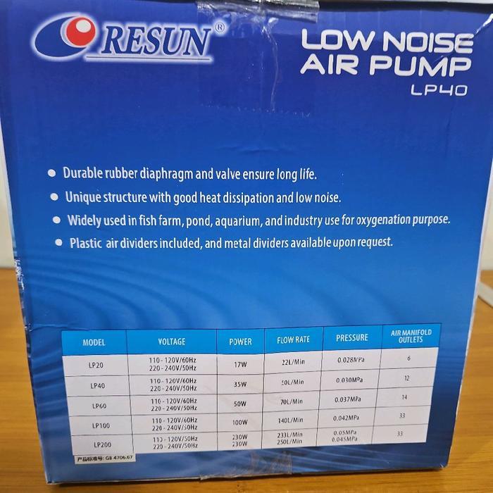 RESUN LP40 POMPA UDARA AERATOR AIR PUMP AQUARIUM KOLAM LP 40