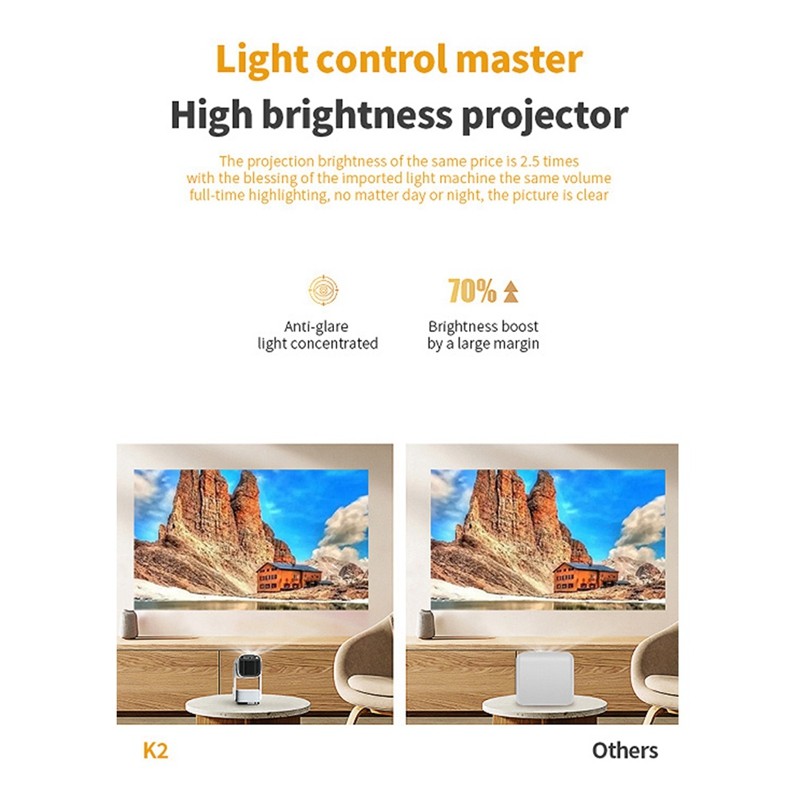. 4K Wifi Projector K2 Ptz Smart Android11 Portable Home Theater Video Led Bluetooth Mini Projector