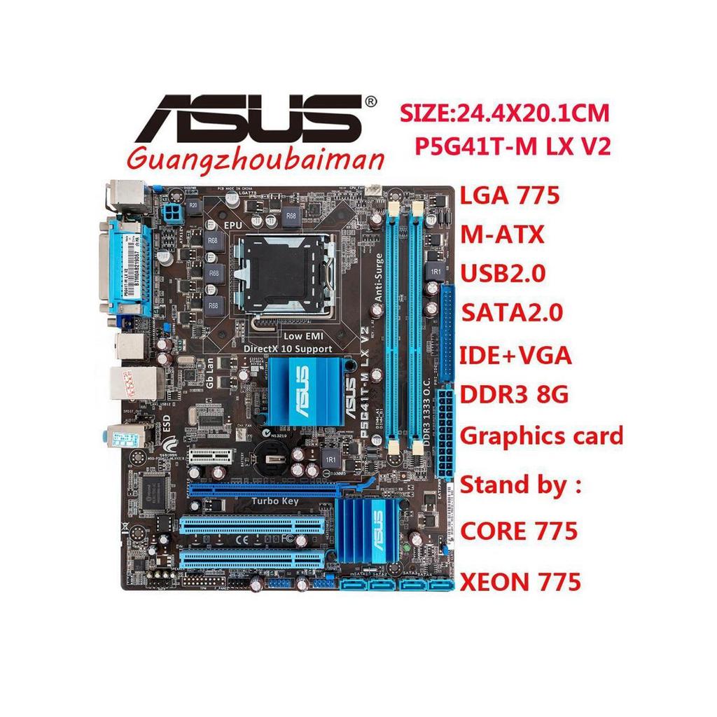 . Asus P5G41T-M-Lx V2 Motherboard Intel G41 Lga 775 Micro Atx Vga Ddr3 -