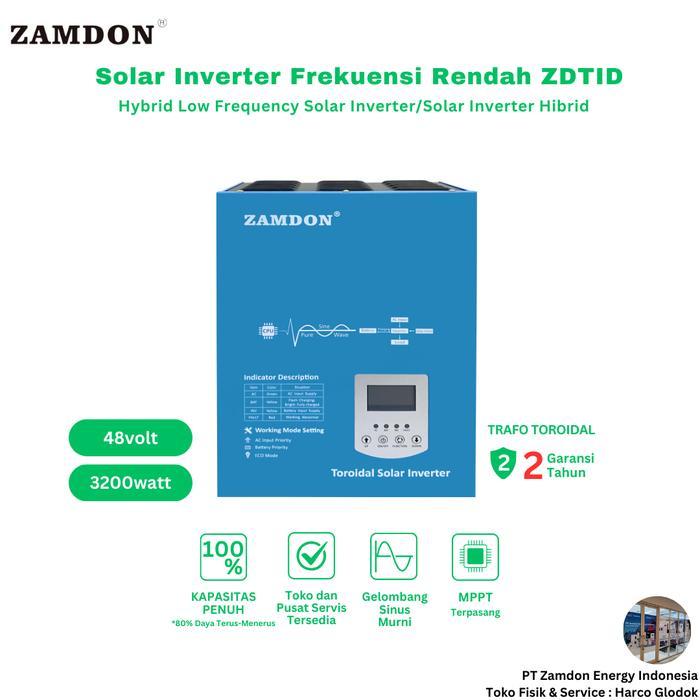 ZAMDON Frekuensi Rendah 3.2KW/4KVA 48V Off grid Inverter Surya Hybrid built-in 60A MPPT Garansi Dua