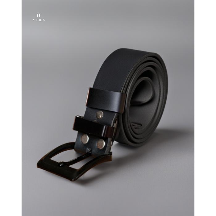 Sabuk /Gesper/ Ikat Pinggang Kulit Asli Pria Besi Hitam