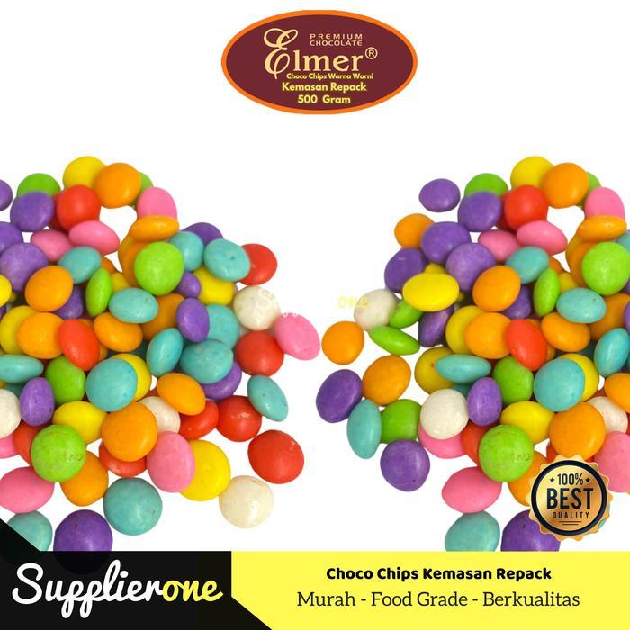 Choco Chips Elmer Warna Warni 500G / Choco Chip Repack Warna Warni / Rainbow Chips Elmer Repack