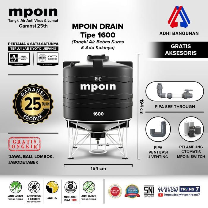 TANGKI TANDON TOREN AIR MPOIN DRAIN 800 LITER GRATIS ONGKIR