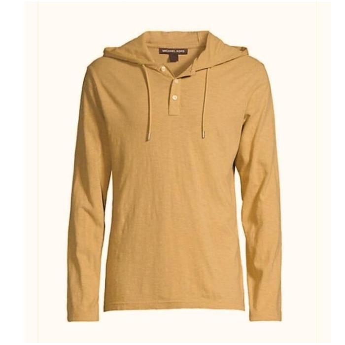 TERBARU kaos hoodie pria lengan panjang polos model kancing di depan warna hitam putih bahn katun