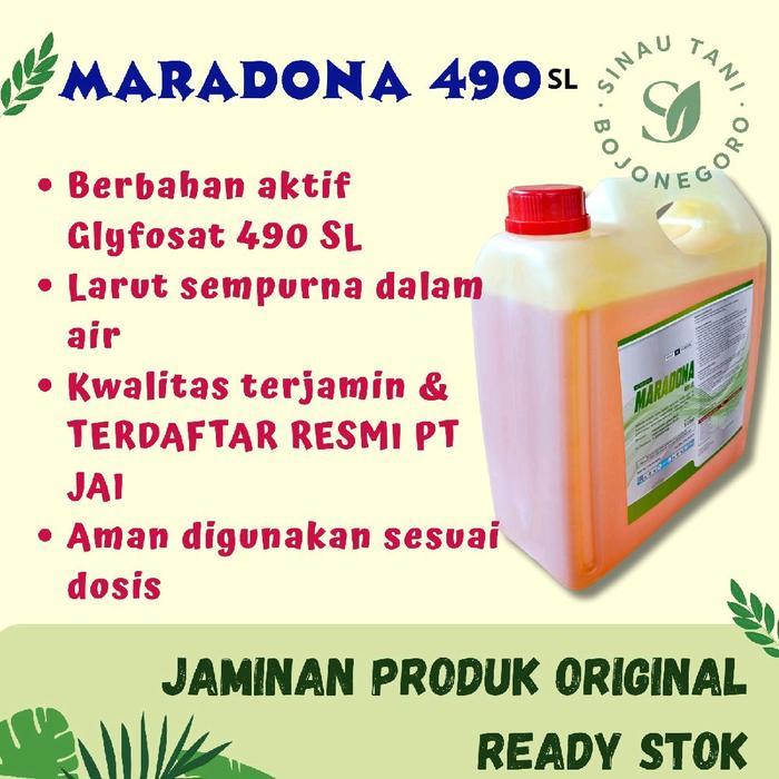 MARADONA 490 SL Glyfosat 5 Liter Herbisida Sistemik Paling Efektif dan Ampuh, Gulma Mati Total