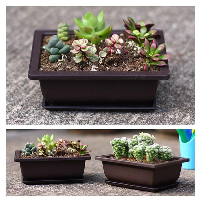 Magical Pot Plastik Imitasi, Pot Persegi Balkon, Mangkuk Bonsai Bunga,