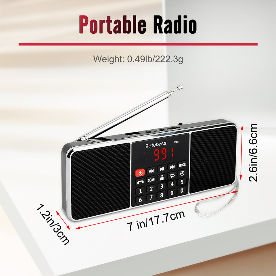 . Retekess Tr602 Radio Portable Radios Am Fm Rechargeable Bluetooth -