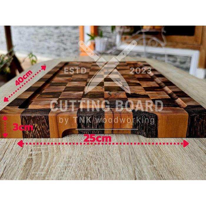Talenan Kayu Jati Telenan Kayu Estetik Cutting Board Plating Motif Catur