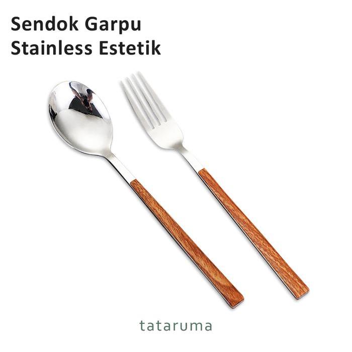 CHOKO SENDOK GARPU - Cutlery Set Stainless Kayu Estetik