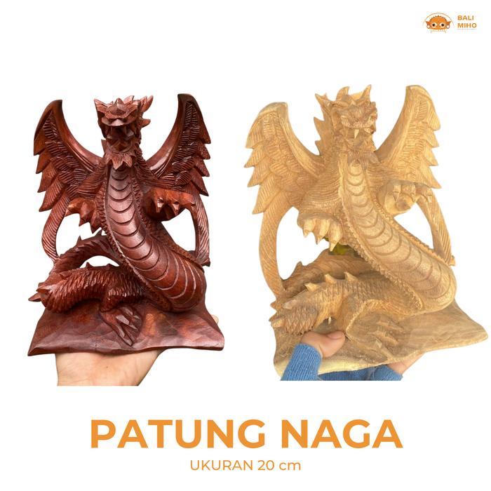 Patung Naga 20 cm - Patung Naga Kayu - Dragon Statue - Pajangan Naga