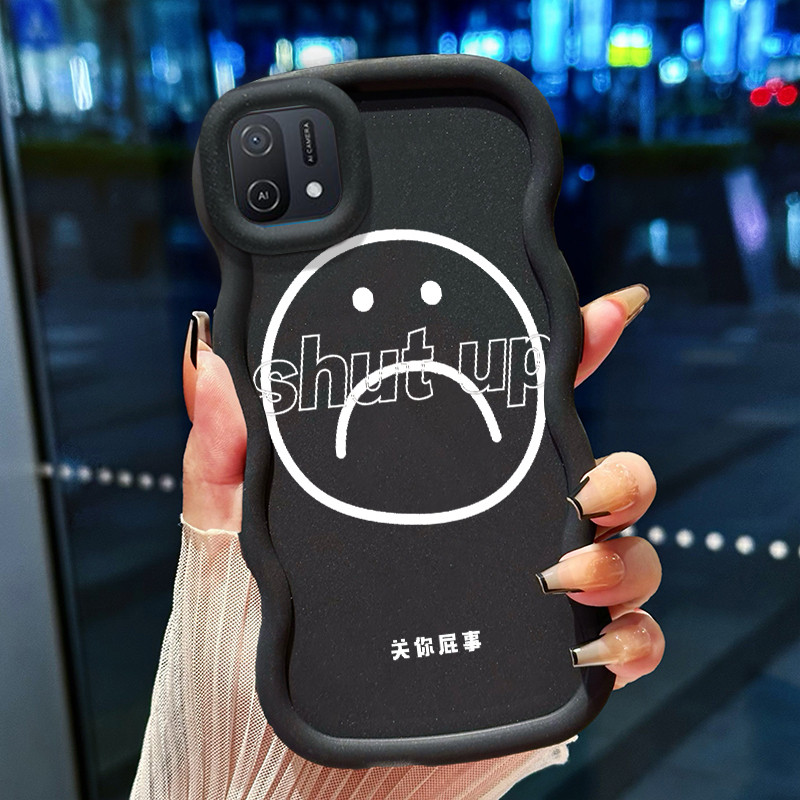 Casing Hp Untuk OPPO A16K A16E Case Emoji sedih Cesing Polos Kasing Macaron gelombang Kesing Silikon