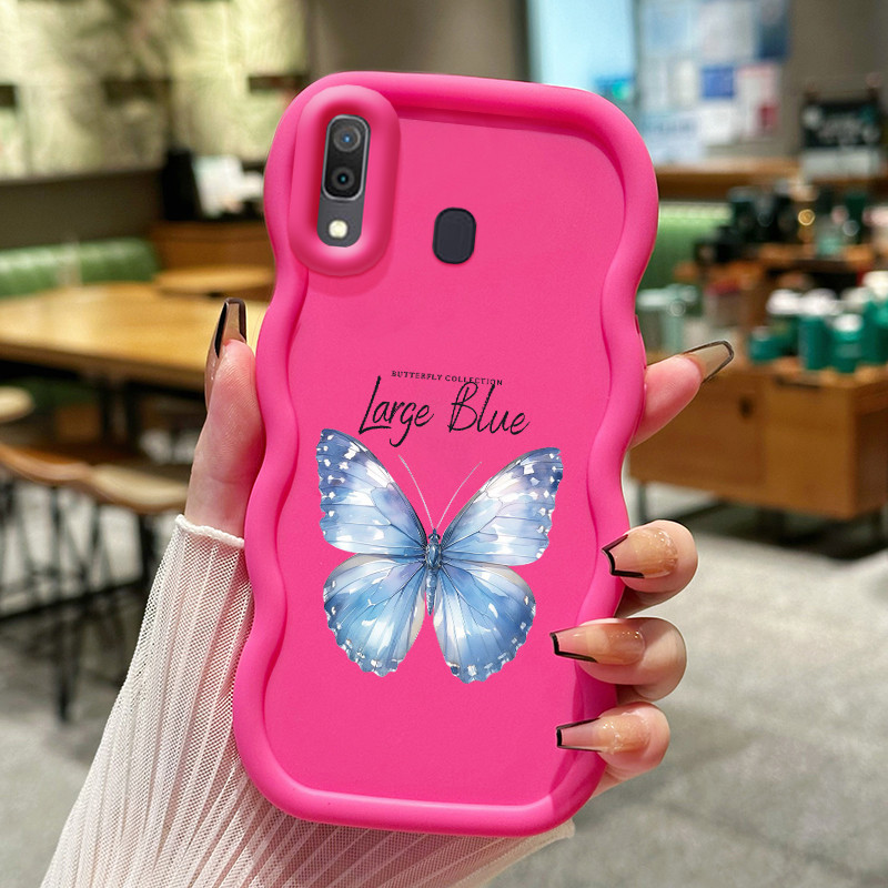 Casing Hp Untuk Samsung A20 A30 M10s Case Label Kupu-kupu Cesing Polos Kasing Macaron gelombang Kesi