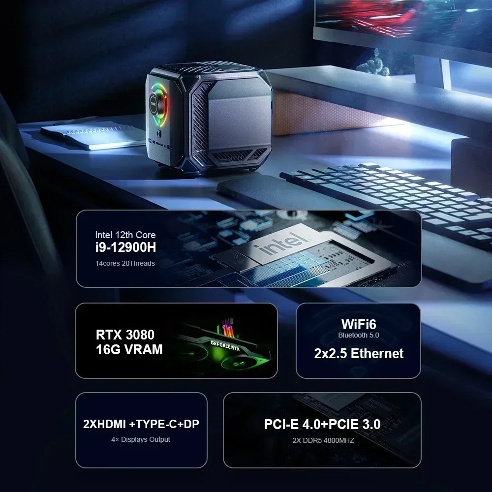 " Chatreey Tank Mini Pc Nvidia 3080 16G Intel Core I9 12900H I7 12700H "