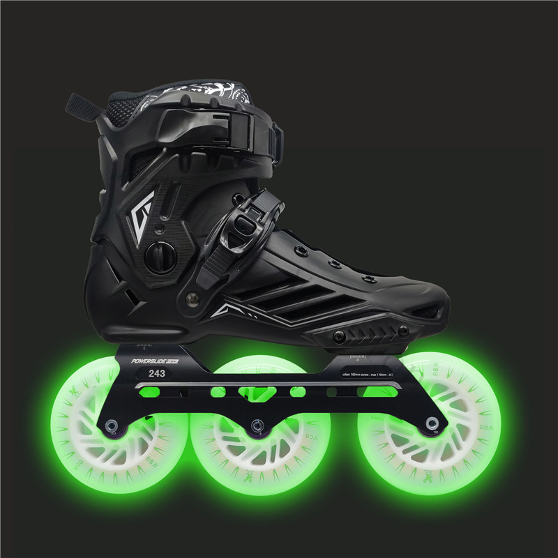 Roselle Inline Skates 3x110mm Led Wheels 2mm Flexible Rockered Banana Frame Slalom Skate Shoes