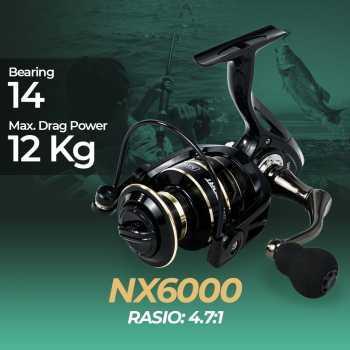 Ready Reel Pancing Spinning Fishing Reel 4.7:1 6000 - NX6000 - Black
