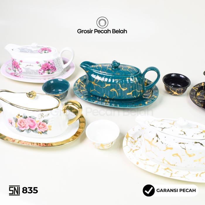 Tempat Wadah Sambel Keramik Set Motif Marble Fiorenza 835