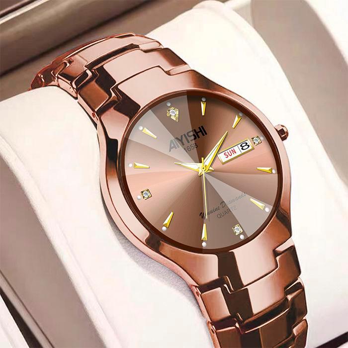 AIYISHI JAM TANGAN PRIA KUARSA KLASIK BISNIS PRIA TALI STAINLESS STEEAM TANGAN COWOK ORIGINAL