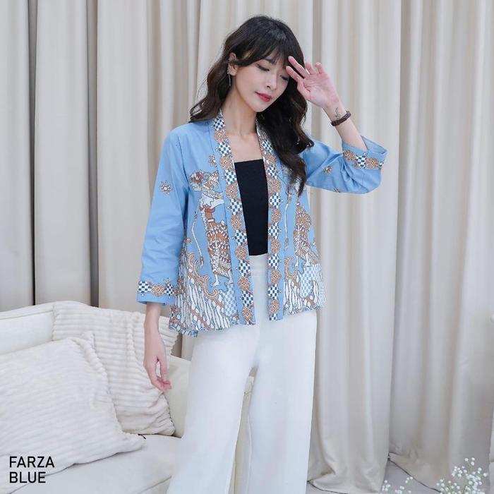 Evercloth Farza Blazer Batik Outer Batik Lengan Panjang Luaran Batik Atasan Blouse Wanita Rompi