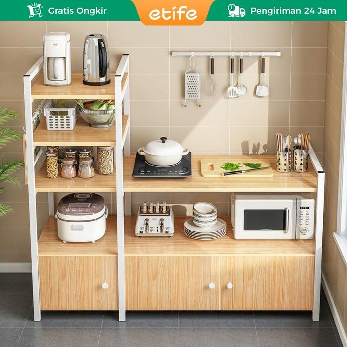 ` Etife Rak Dapur / Meja Dapur / Meja Kompor Tungku / Lemari Dapur / Rak Oven / rak kayu dapur