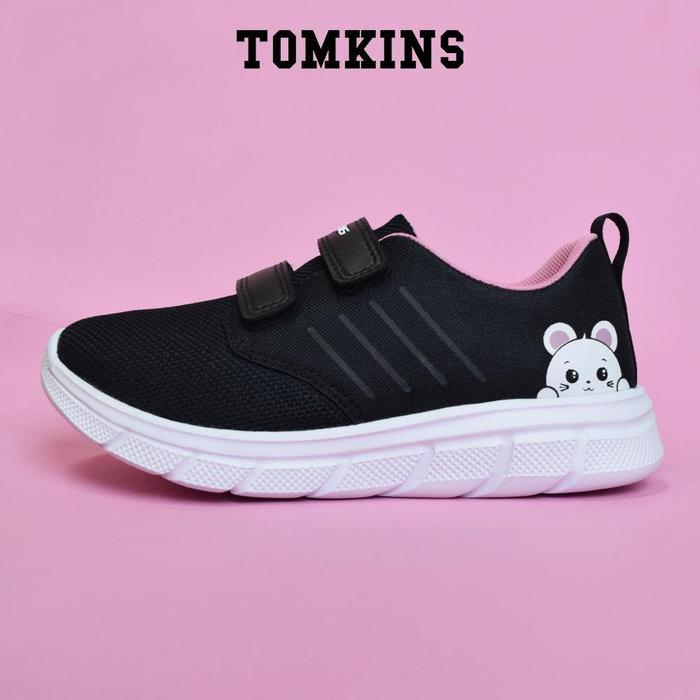 [ Tomkins Warrior Style ] Tomkins Luca - Black White Sepatu Sekolah Anak Perempuan Motif