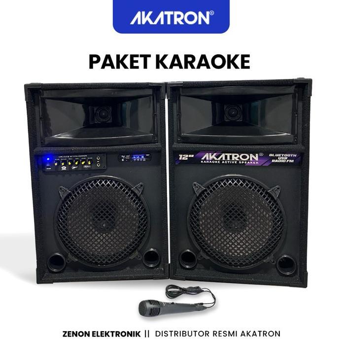 AKATRON 12 INCH SUPER BASS - SPEAKER AKTIF BLUETOOTH KARAOKE MICROPHONE SUBWOOFER SOUND BESAR MURAH 