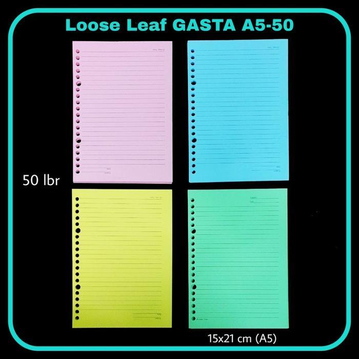 BOS KERTAS LOOSE LEAF A5-50 WARNA /REFIL BINDER NOTE/ISI KERTAS BINDER KUNING PAPER