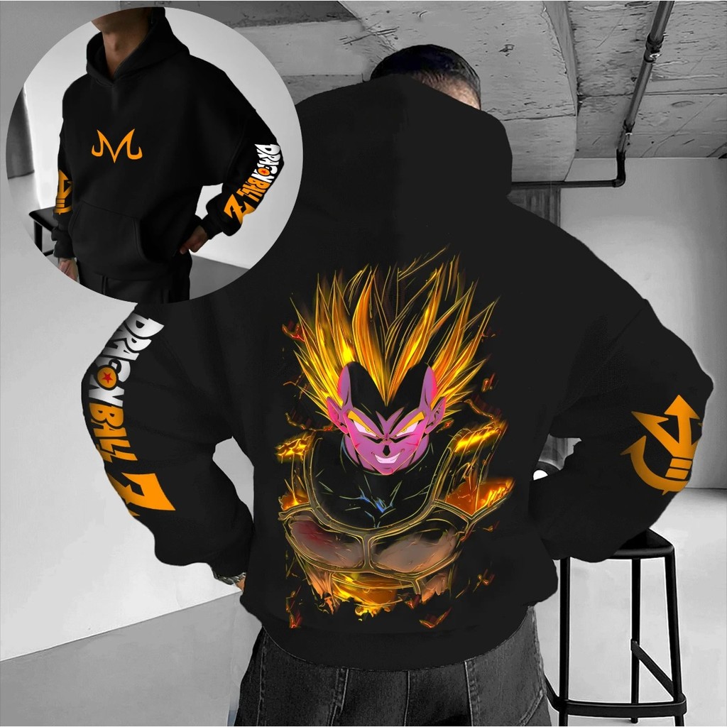 Dragon Ball 2025 Hot Official Logo Lightning Sleeve Anime Hoodie Men Black White Letter Print