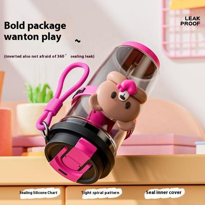 ID ZA3766 BOTOL MINUM 3D BERUANG TEDDY BEAR BOTOL AIR MINUM ANAK LUCU 2 CARA MINUM