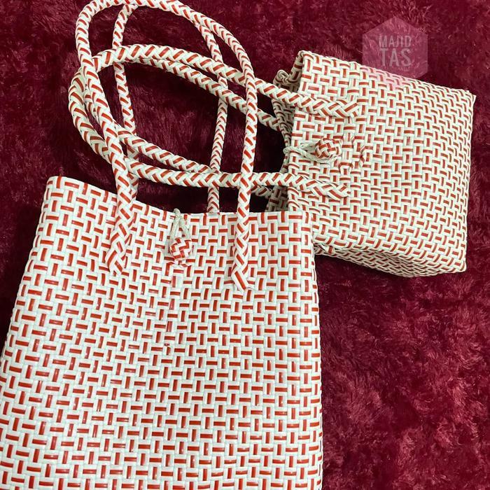 Tas Jali Merah Putih Ready Stok tote wanita totebag Cewek
