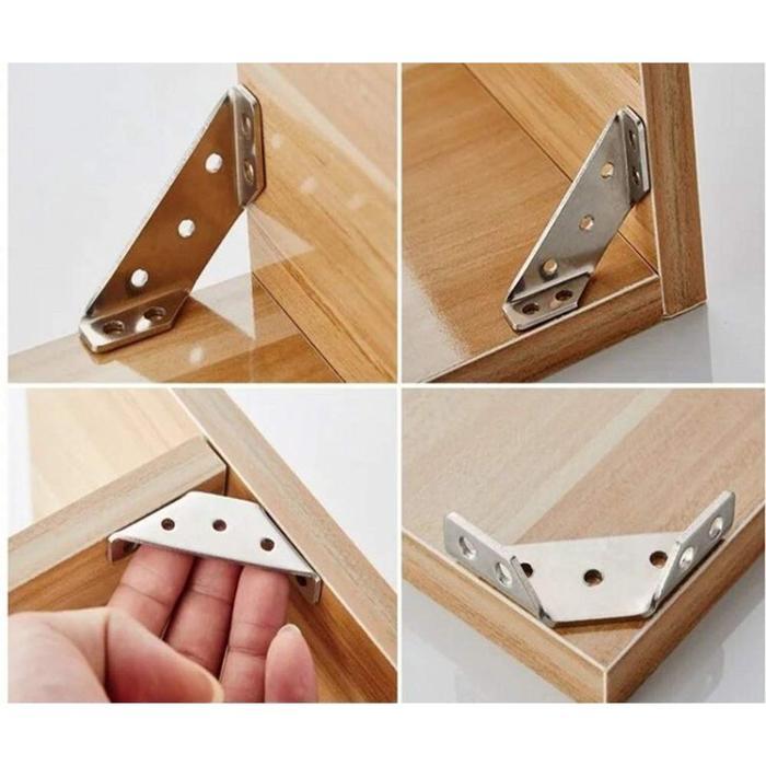 Siku Penyangga Sudut Stainless Steel Bracket Segitiga Konektor Penguat Kabinet Meja Lemari Furnitur