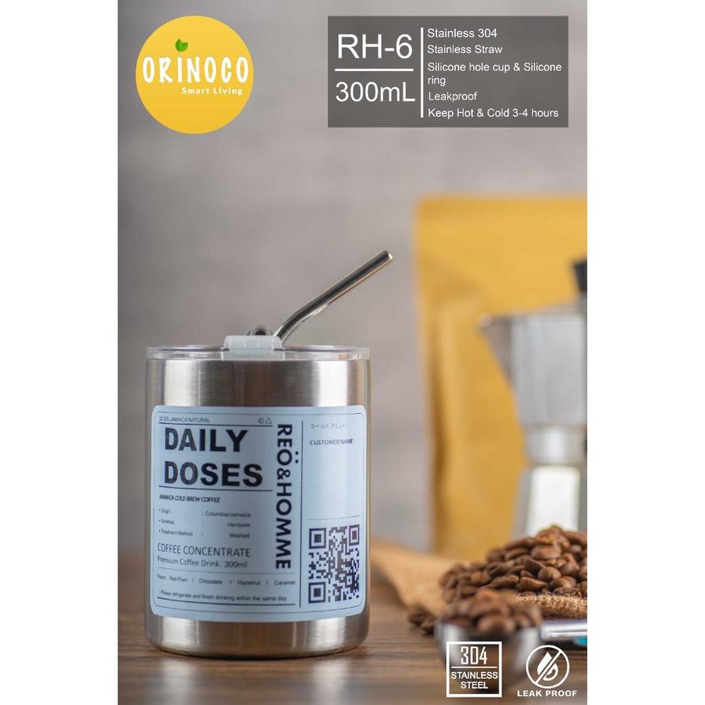 Promo Orinoco Gelas Mug Stainless Coffee Rh-6 Withstraw Stainless Leakproof Original