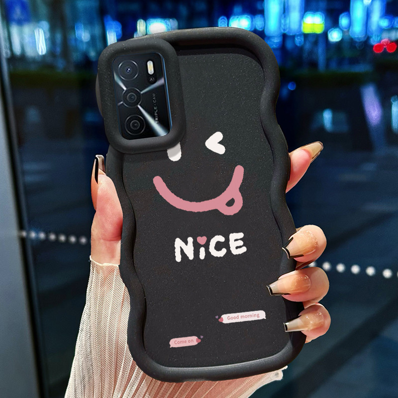 Casing Hp Untuk OPPO A16 A16s A54s Case Nakal wink Emoji Cesing Polos Kasing Macaron gelombang Kesin