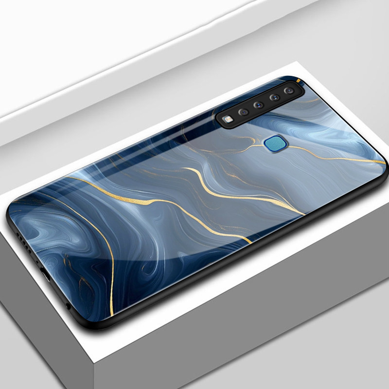 Casing Hp Untuk Samsung A9 2018 A8+ 2018 A8 2018 Case Casing pola Mist Biru dan Emas Kasing HP Kesin