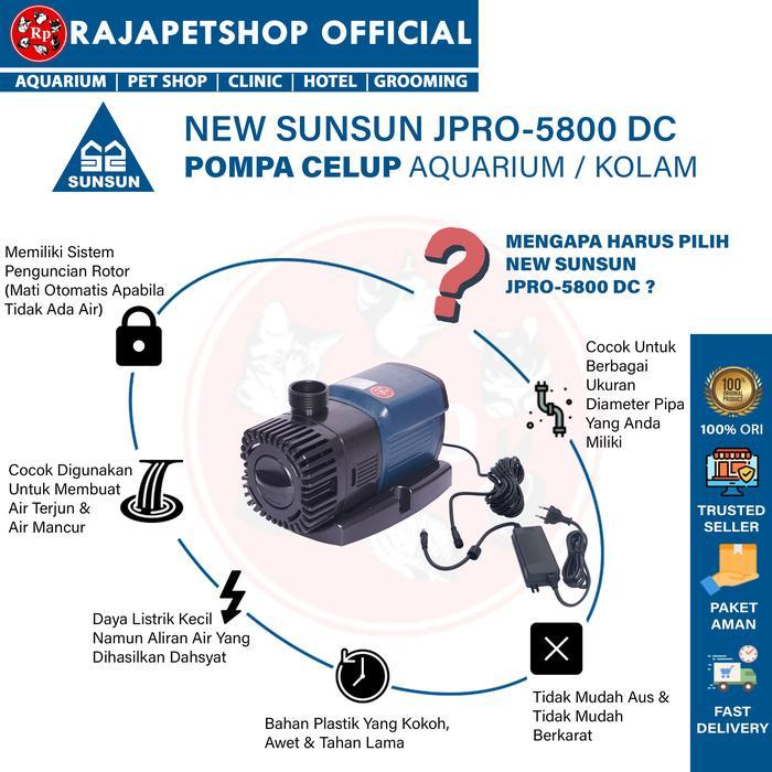 NEW SUNSUN JPRO 5800 DC POMPA CELUP KOLAM AQUARIUM