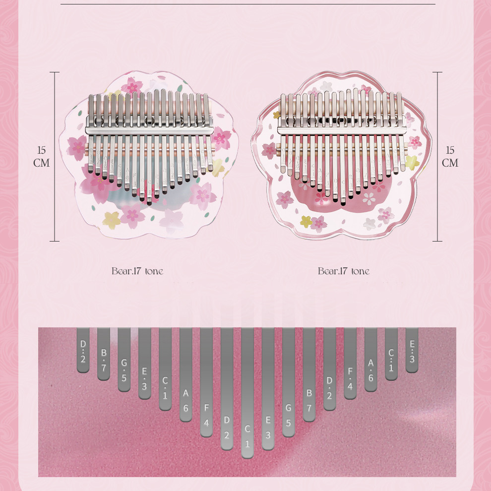 Hluru Kalimba 21 Keys with Case Flatboard Crystal Clear Thumb Piano 17 keys Kalimbas Acrylic Musical