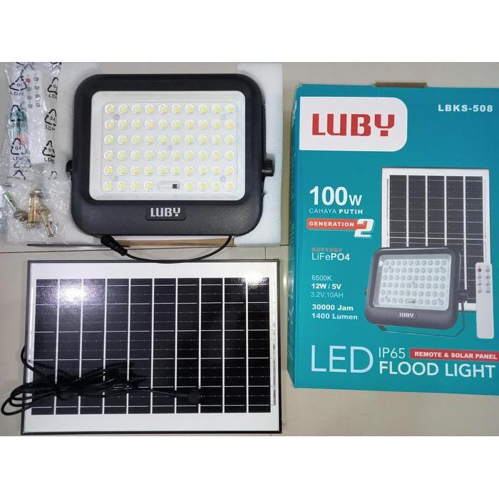 NEW PRODUCT LUBY LAMPU LED SOROT REMOT SOLAR PANEL 50 WATT / 100 WATT / 200 WATT LBKS 508 LAMPU