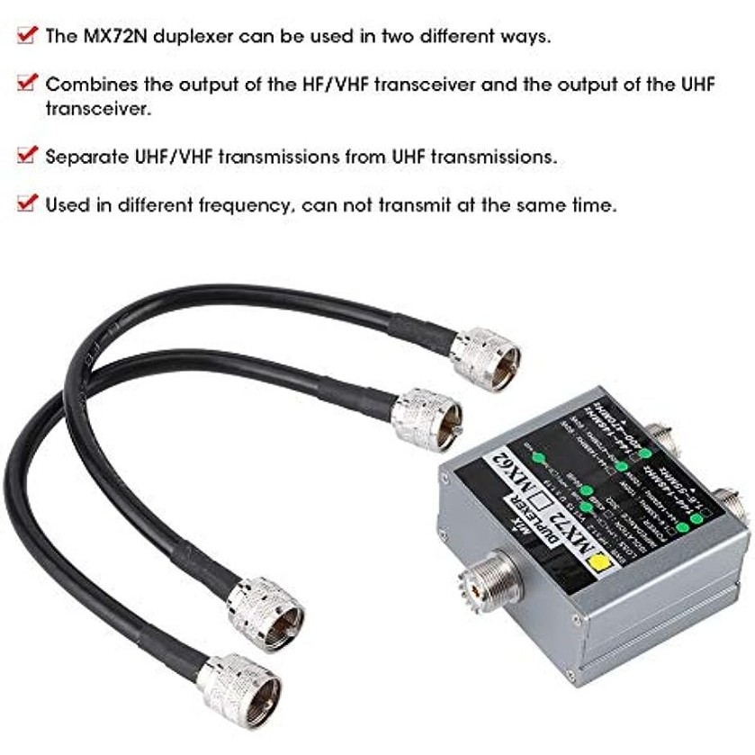 Portable UHF+VHF Duplexer,MX72 VHF+UHF Duplexer 144-148MHz/ 400-470MHz Different Frequency Transit