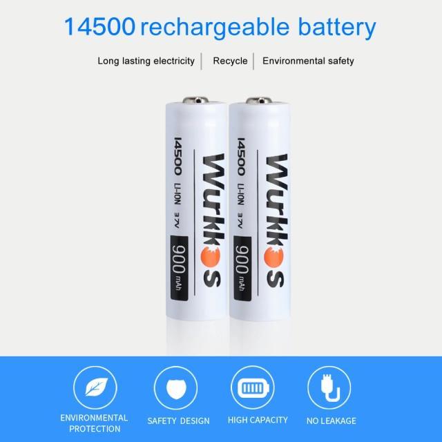 Wurkkos Baterai 14500 900Mah Button Top 3.7 Volt Senter Led