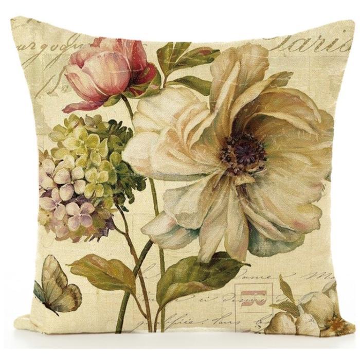 Sarung Bantal Sofa Kursi set Shabby Chic bahan Kain Linen isi 5 Sarung Bantal Bantal