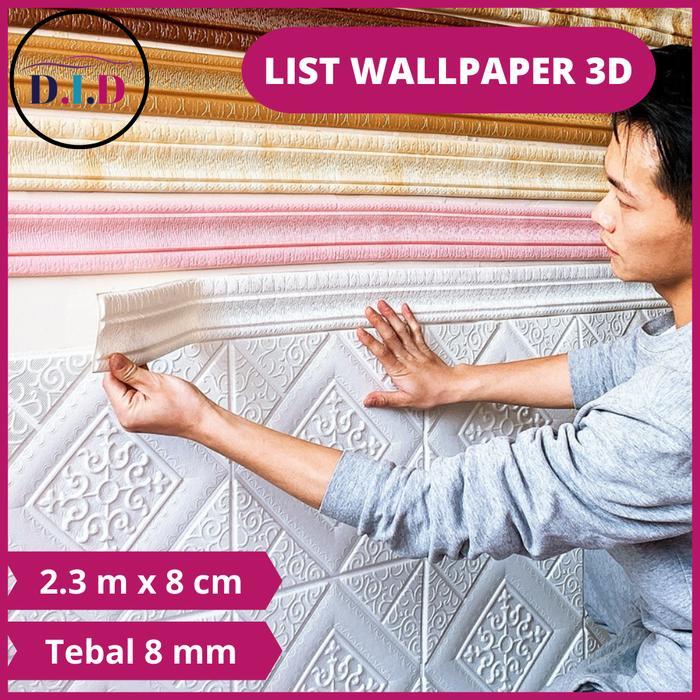 Ada Stok D.I.D (PAKET 5 PC) wallpaper list dinding 2,3m x 8cm/ wallborder foam 3d 5mm/ wallpaper/