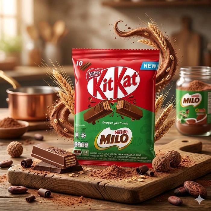 Milo KitKat Wafer Coklat Original Nestle Malaysia 10pcs x 16Gram Free Dus + Bublle