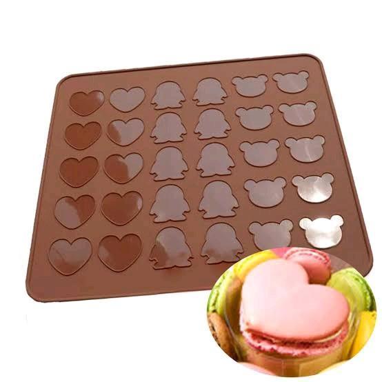 PROMO MACAROON MAT SILIKON ALAS CETAKAN ADONAN MAKARON MACARON BULAT HATI BERUANG BAKING SILICONE