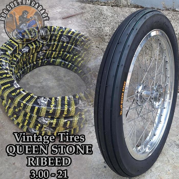Promo Ban Vintage Ribbed Queen Stone . Ban Depan Sallur 300-21 . Ban Depan Chopper . Not Firestone