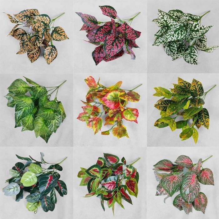 DAUN RUMPUT HIAS PLASTIK TANAMAN AGRONEMA/BINTIK GARIS/MAPLE/BUNGLON - CABANG 7 ARTIFICIAL DEKORASI