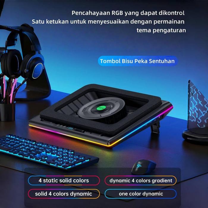 INKAC LLANO RGB LAPTOP COOLING PAD V12 WITH INFINITELY VARIABLE SPEED COMPUTER PENDINGIN KIPAS RGB