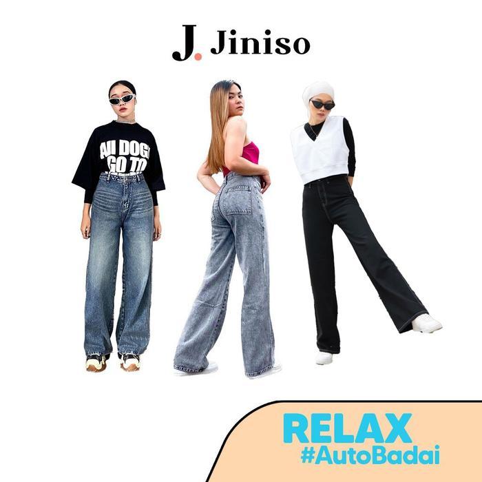 Terlaris RELAX - JINISO Kulot Celana Jeans Wanita Highwaist