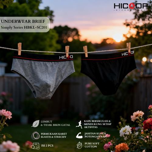 Hicoop - Underwear Brief - Celana Dalam Pria - Brief Simply Series - Hitam/Abu - Isi 2 Pcs -