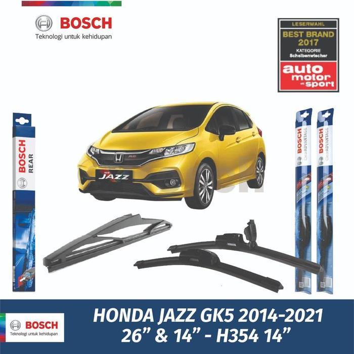 Wiper Honda Jazz Gk5 2014 - 2021 Bosch Frameless Depan Belakang