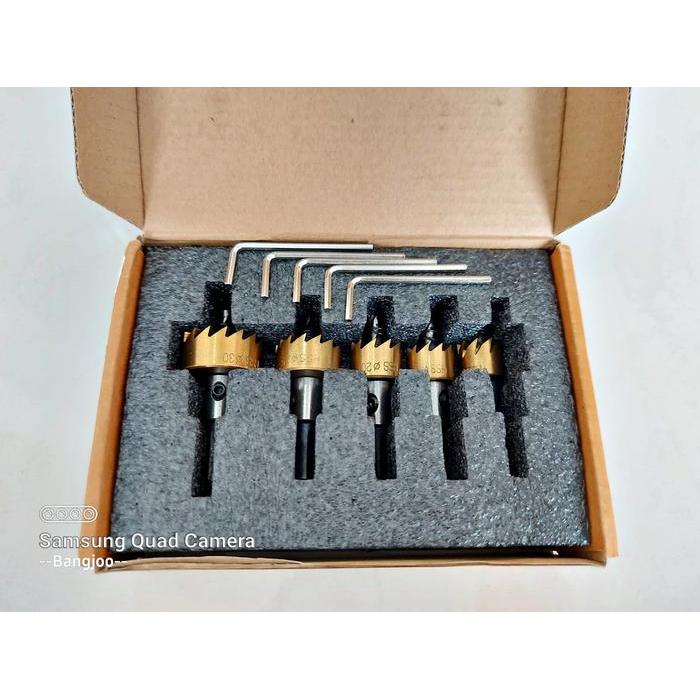 mata bor set 5pcs holesaw metal kayu PVC hole saw set - mata bor besi